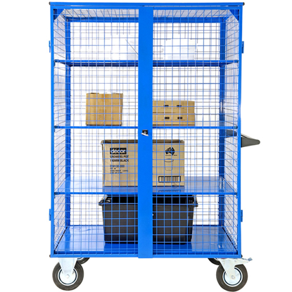 Picture of Mesh Cage Trolley with Sheet Metal Shelves 500 Kg Capacity